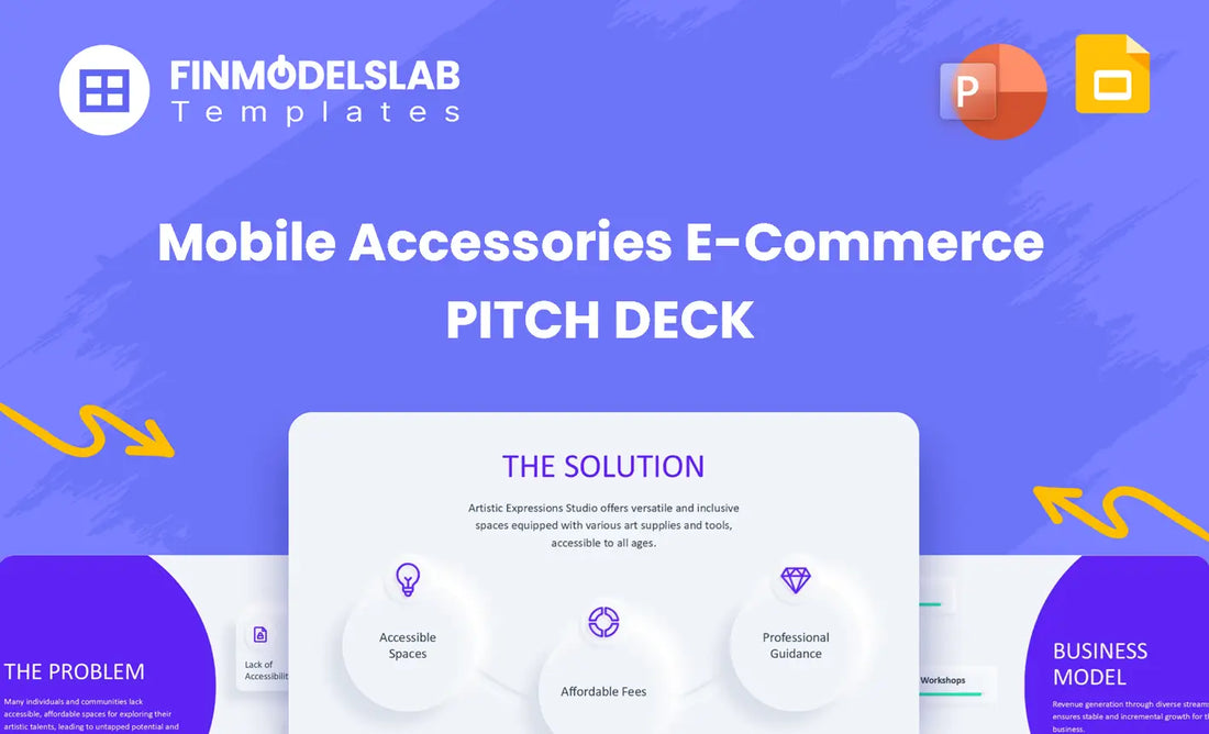 Mobile Accessories E-Commerce Investment Pitch Deck - investor pitch built to win funding, with investor-ready structure, concise 8-slide format, visual storytelling and financial snapshot; solves tight deadlines and unclear investor expectations.