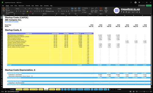 engineering services financial model capex financialmodelslab