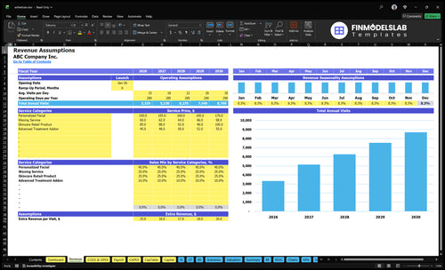 esthetician financial model revenue financialmodelslab