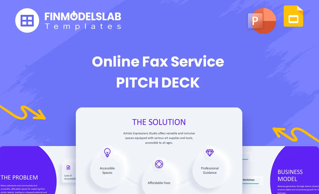 Online Fax Service Investment Pitch Deck - investor pitch built to secure funding and clarify strategy, offering investor-ready structure, visual storytelling, concise 8-slide format; solves tight deadlines and unclear investor expectations.