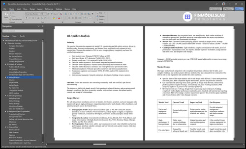 fire partition business plan marketing analysis financialmodelslab