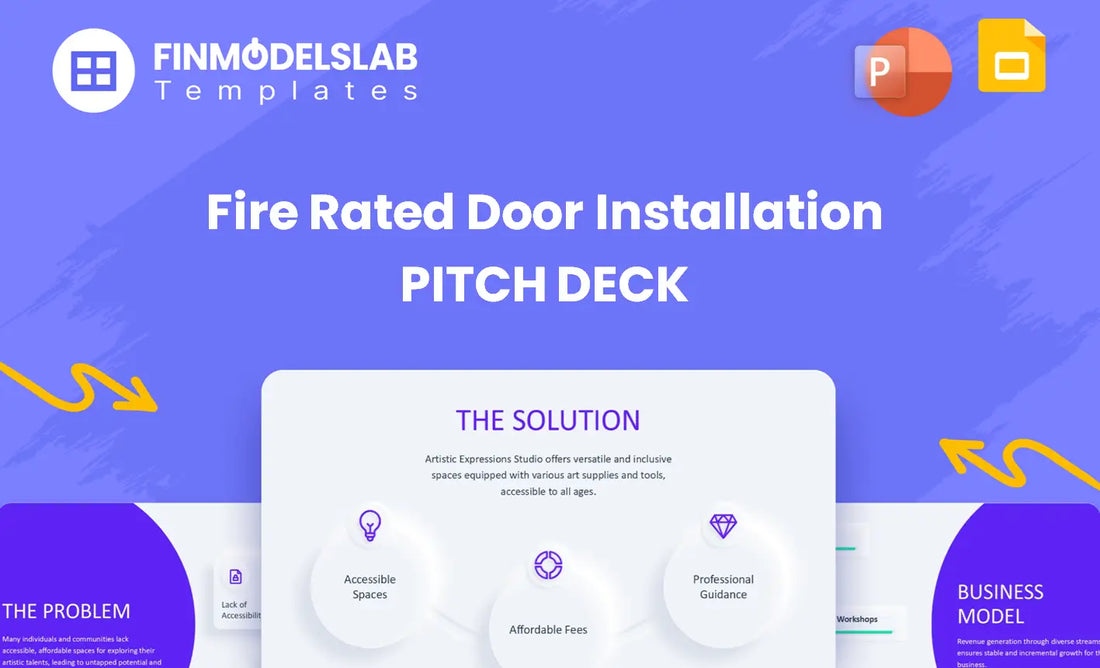 Fire Rated Door Installation Investment Pitch Deck - investor pitch built to secure funding and clarify strategy, offering investor-ready structure, fundraising ask, visual storytelling, and cost-saving templates; solves tight deadlines and unclear investor expectations.