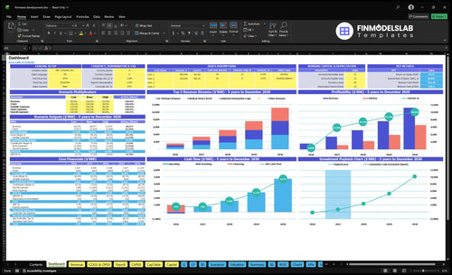 firmware development financial model dashboard financialmodelslab
