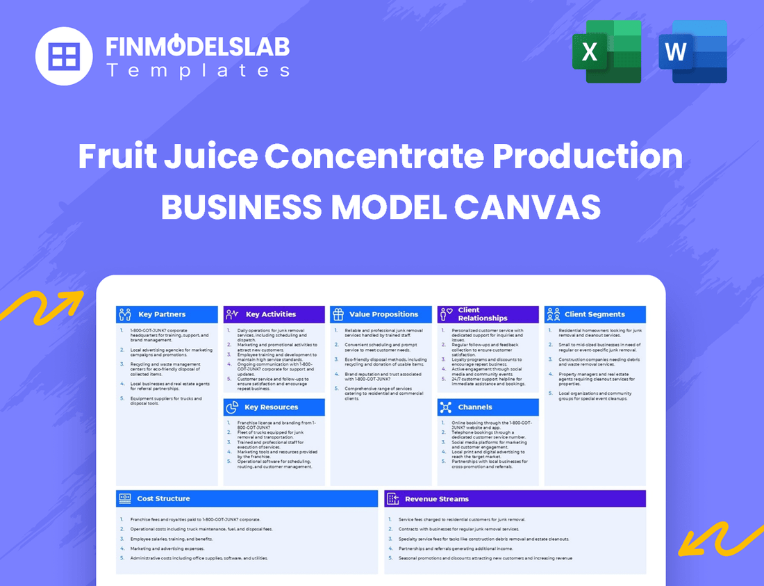 Fruit Juice Concentrate Production Business Model Canvas