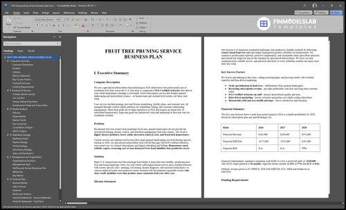 fruit tree pruning service business plan executive summary financialmodelslab