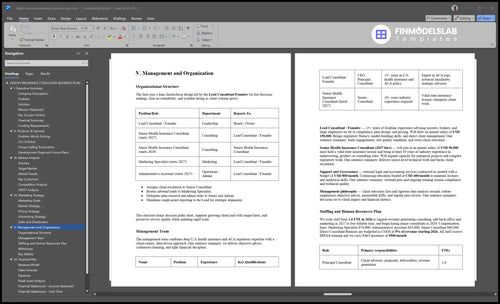 health insurance strategy business plan management financialmodelslab