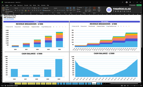 holistic health center financial model charts financialmodelslab
