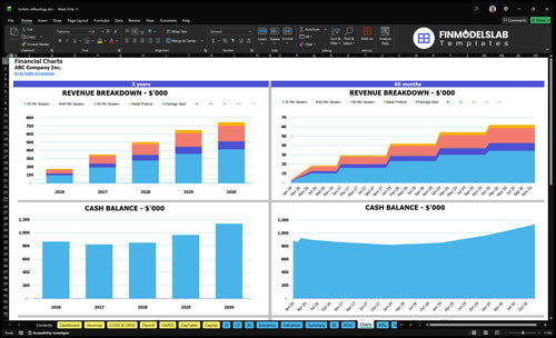 holistic reflexology financial model charts financialmodelslab