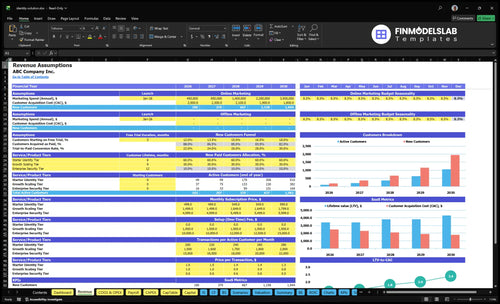 identity solution financial model revenue financialmodelslab