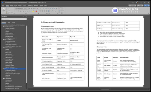 industrial chemical manufacturing business plan management financialmodelslab