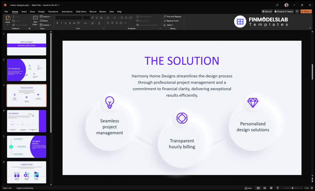 Interior Designer Pitch Deck Template for Busy Founders