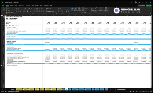 internet bank financial model cash flow financialmodelslab