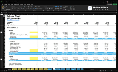 invoice factoring service financial model balance sheet financialmodelslab