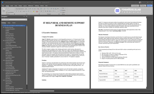 it help desk and remote support services business plan executive summary financialmodelslab