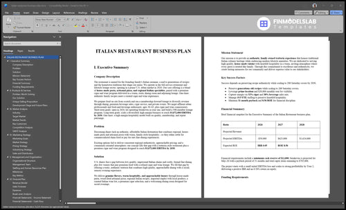 italian restaurant business plan executive summary financialmodelslab