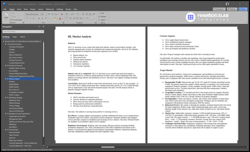 keyless entry system business plan marketing analysis financialmodelslab