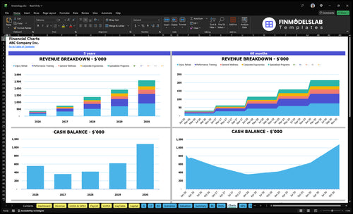 kinesiology financial model charts financialmodelslab