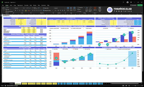 Laundry Service Financial Model dashboard summarizing key KPIs, runway and cash position with a dynamic dashboard for performance tracking, investor-ready charts and clearer cash-flow visibility.