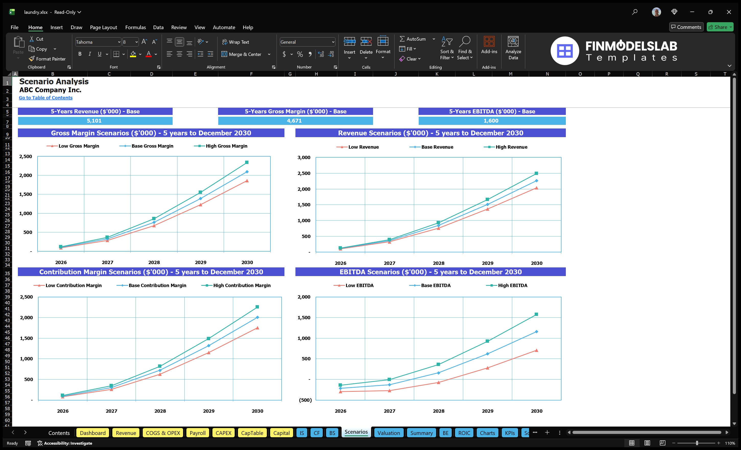 laundry financial model scenarios financialmodelslab