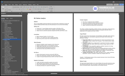 leed certified construction business plan marketing analysis financialmodelslab