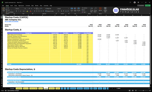 logistics optimization financial model capex financialmodelslab