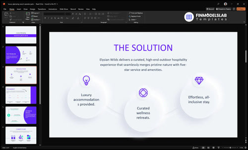 luxury glamping resort operator solution slide financialmodelslab