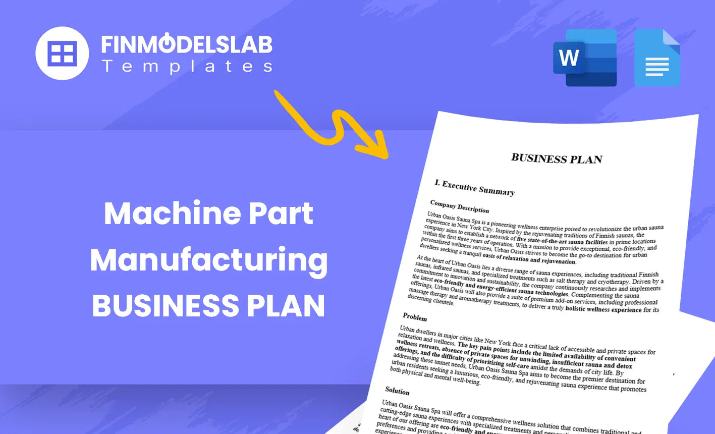 Machine Using Plan Machine Part Manufacturing Plan Template 5-Year Forecasts IRR 12%