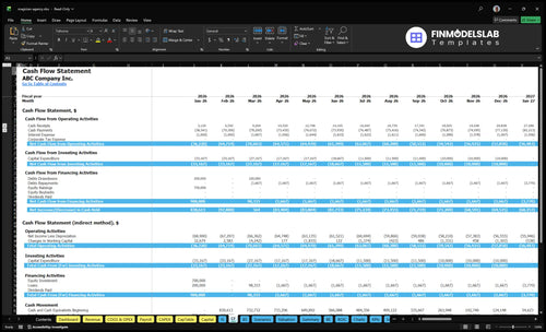 magician agency financial model cash flow financialmodelslab