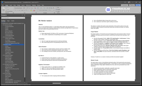 manuscript assessment business plan marketing analysis financialmodelslab