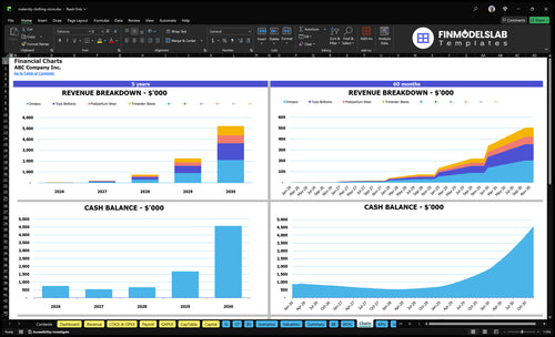 maternity clothing store financial model charts financialmodelslab