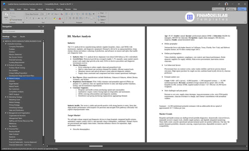 medical device manufacturing business plan marketing analysis financialmodelslab