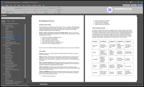 medical equipment business plan product financialmodelslab