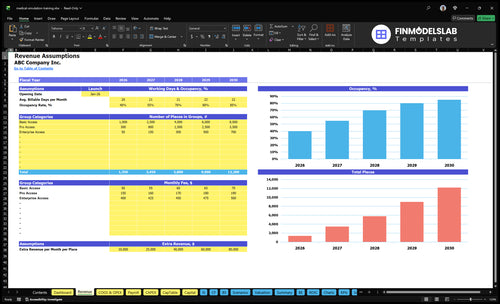 medical simulation training financial model revenue financialmodelslab