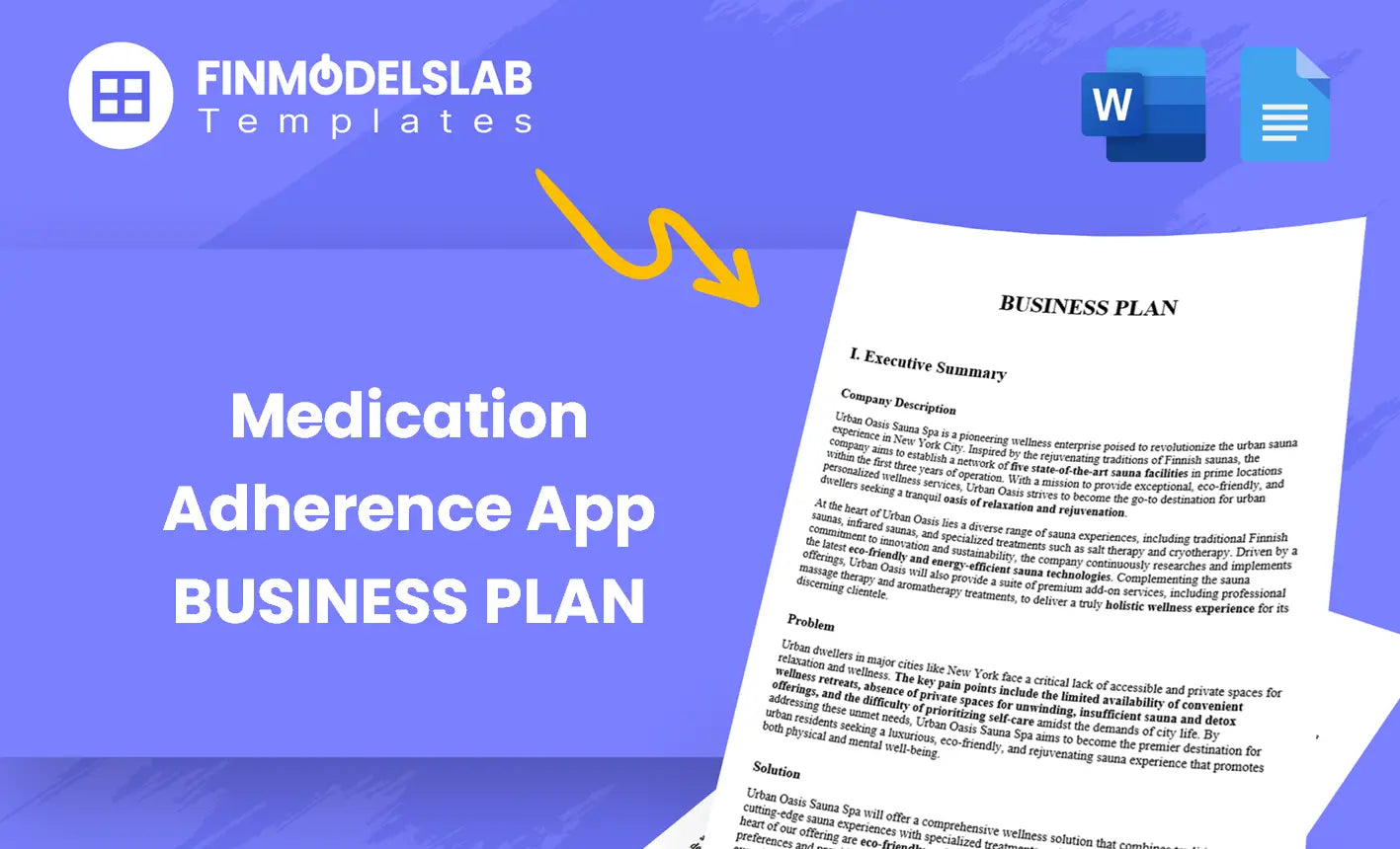 Medication Adherence App Plan Template - 5Yr Forecasts $3.4M Rev IRR 13.86%