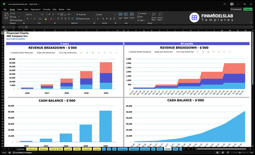 mini trampoline fitness financial model charts financialmodelslab
