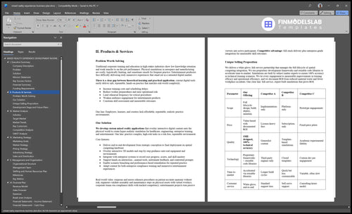 mixed reality experiences business plan product financialmodelslab