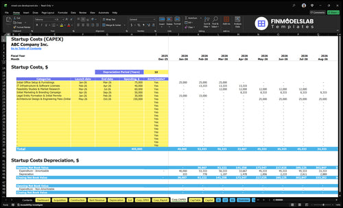 Mixed-Use Development Financial Model capex inputs and schedule, letting users customize construction costs, timing, financing draws and asset rollout for accurate cash needs and scenario-ready planning