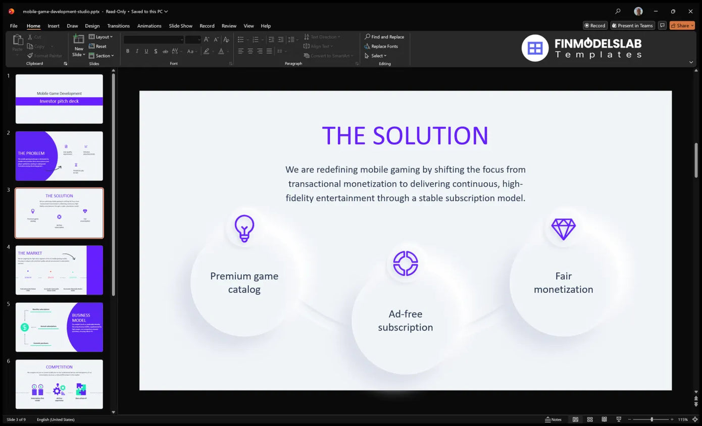 Mobile Game Development Studio Investor Presentation Template