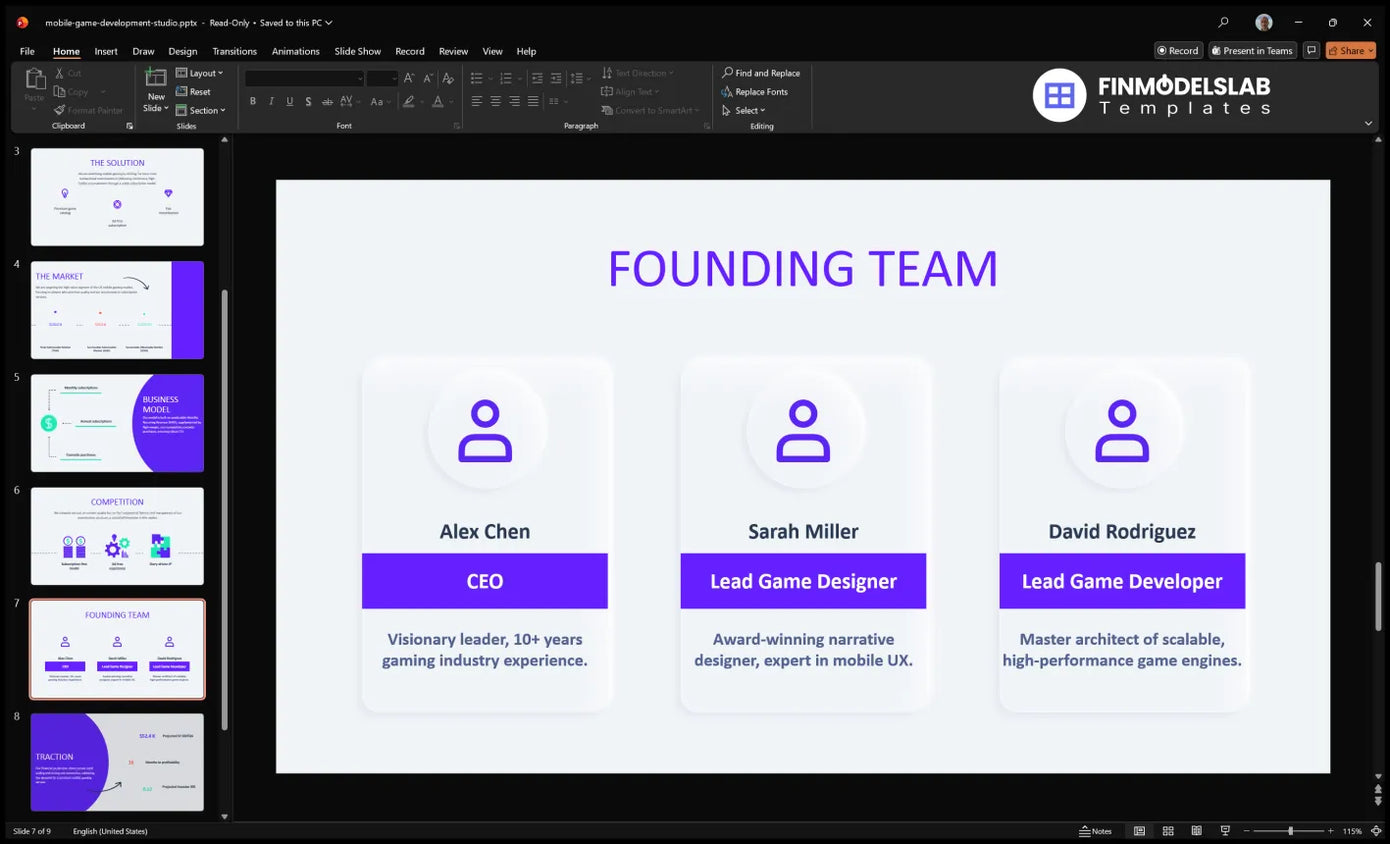 Mobile Game Development Studio Investor Presentation Template