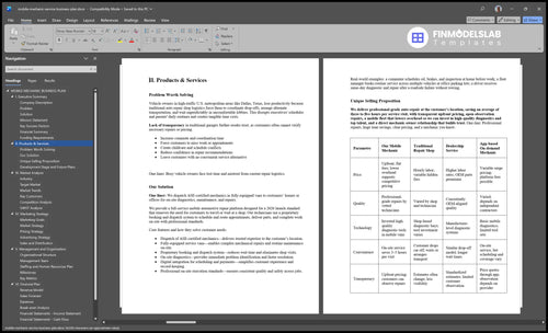 mobile mechanic service business plan product financialmodelslab