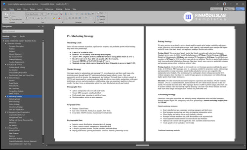 music marketing agency business plan marketing plan financialmodelslab