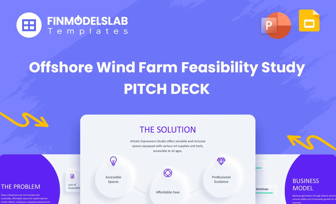 Offshore Wind Farm Feasibility Study Investment Pitch Deck - investor pitch built to secure funding and stakeholder buy‑in, with investor-ready structure, TAM/SAM/SOM market sizing, financial snapshot; solves unclear investor expectations and tight deadlines.