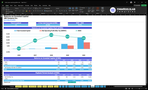 online career mentoring platform financial model roic financialmodelslab