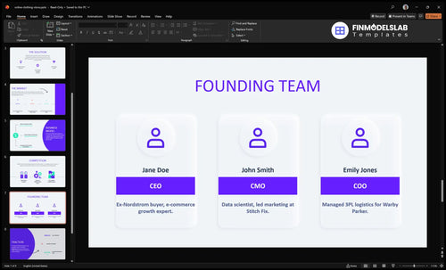 online clothing store team slide financialmodelslab