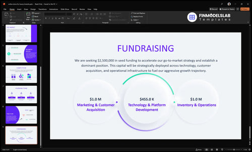 online store for luxury brands fundraising slide financialmodelslab