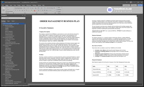 order management business plan executive summary financialmodelslab