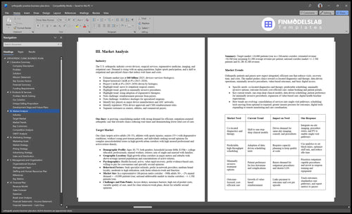 orthopedic practice business plan marketing analysis financialmodelslab
