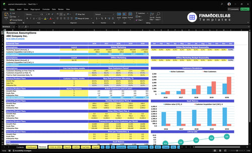 payment tokenization financial model revenue financialmodelslab