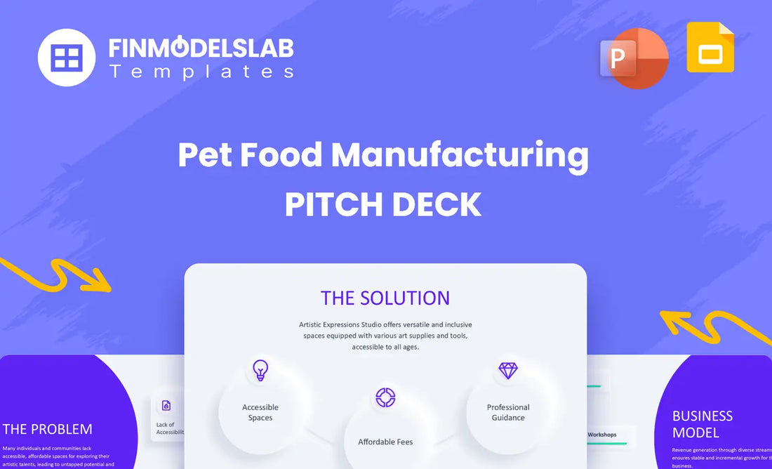 Pet Food Manufacturing Investment Pitch Deck - investor pitch built to win funding, with investor-ready structure, financial snapshot and go-to-market plan, solves tight deadlines and unclear investor expectations