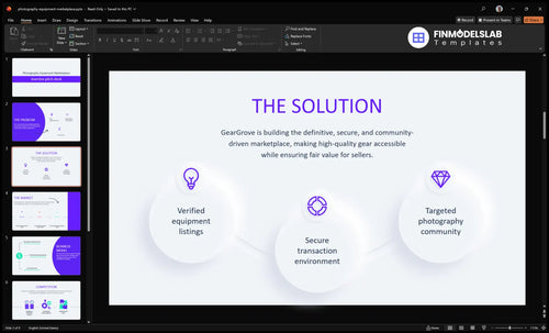 photography equipment marketplace solution slide financialmodelslab